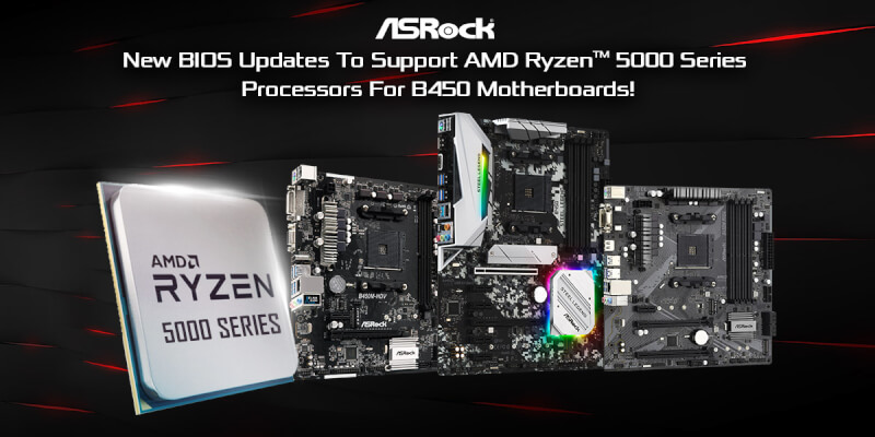 Asrock BIOS NEW RYZEN 5000 B450 Motherboard Bundkort AMD CPU Processors